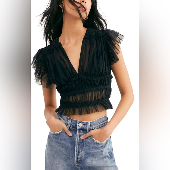 NWOT Free People Make Me Smile Crop Top | Black | Size S - Picture 6 of 6